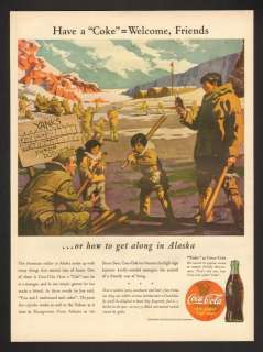 1943 Coca Cola Coke WWII Soldier And Eskimos Print Ad  