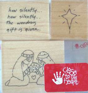 RUBBER STAMP SET D.O.T.S. CTMH HOW SILENTLY NATIVITY  