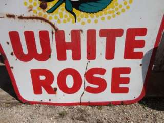 White Rose Gas Double Sided Porcelain Sign *Rare Find* 6 Foot  