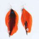 New Fashionable White spots on the red feather earrings  