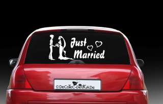 AH001 Auto Aufkleber Just Married Heckscheiben Sticker  