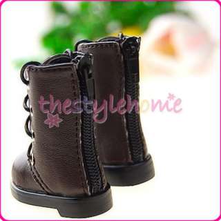 Brown BJD Lace Up Back Zip Shoes Boot For Yo SD DOD  