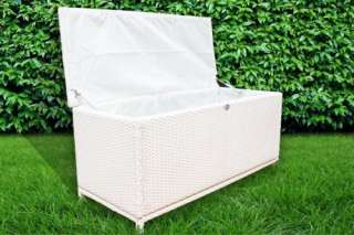 Garten Kissen Auflagenbox Aufbewahrung Box MILANO Polyrattan Weiß 