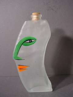 MODERNIST *FACES* GLASS BOTTLE SCULPTURE MID CENTURY ABSTRACT DECO 