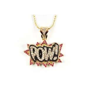 New ICED OUT POW Anh?nger w/20 Link Kette Small Gold Clear/Pink 
