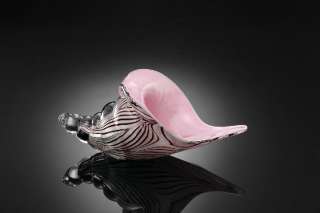Art Glass Pink Conch Shell Coastal Nautical Desk Statue  
