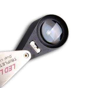 20x Magnification Jeweler Loupe Triplet Lens with 6 Built in LED UV 