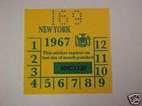 new york 1967 registration inspection sticker windshild  