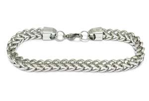 Stainless Steel Mens 30 7mm Squared Franco Link Chain Necklace 