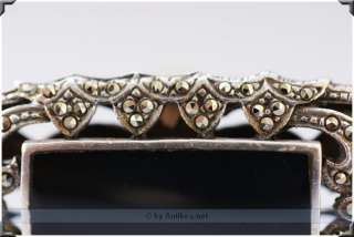 Prächtiger Art Deco Silber Ring Onyx Makasiten 1920  