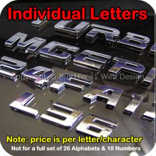 Universal Chrome Letter Alphabet 3D Car Badge Sticker Decal Emblem 