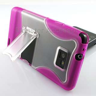Pink Kick stand Softgrip Gel Case for Samsung Galaxy S2  