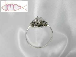Sterling Silver Clear Cz & Marcasite Sm Cluster Ring  