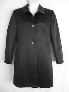 Style & Co. Black Satin Poly Evening Lightweight Coat Womens Size 12 