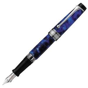  Aurora Optima Auroloide Blue Fountain Pen With Chrome Trim 