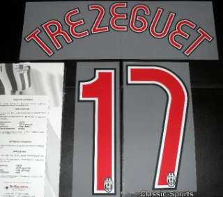 Juventus Trezeguet 2007/08 Football Shirt Name Set Kit  