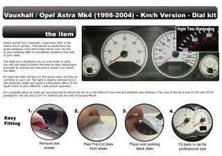 VAUXHALL OPEL ASTRA Mk4 (1998 04) 220kmh WHITE DIAL KIT  