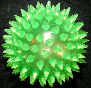 GREEN SPIKEY TRANSLUCENT BALL   sensory toys, light up  