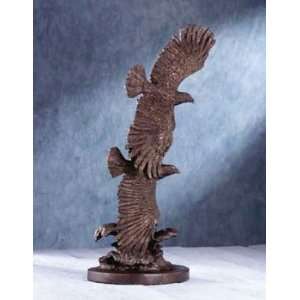 Wildlife Eagle Statue Two Eagles in Flight Fine Art Sculpture with 