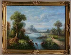 Highland Landscape, 40x30 Framed Oil Painting on Canvas  