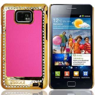   GALAXY S2 I9100 PINK LUXURY BLING CRYSTAL LEATHER BACK CASE COVER