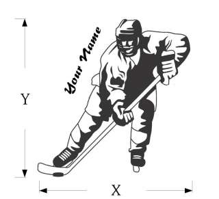 PERSONALISED DECAL , ICE HOCKEY, WALL ART XXL SIZE N25  