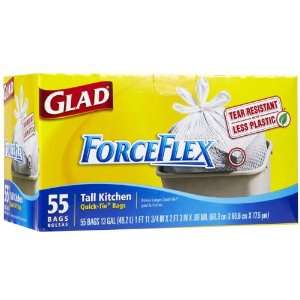 Glad ForceFlex Tall Kitchen Quick Tie White 55 ct, 13 Gal 