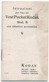 Kodak Vest Pocket mod.B libretto istruzioni E92  