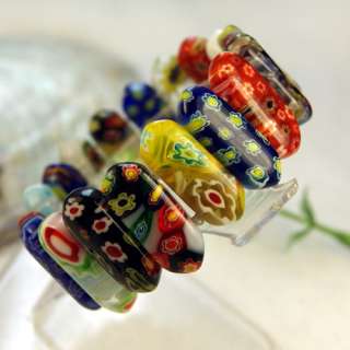 New Mixed Color Millefiori Glass Stretch Beads Bracelet  