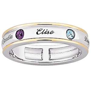   Tone Name & Birthstone Color Crystal Mothers Band Ring 