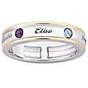   Tone Name & Birthstone Color Crystal Mothers Band Ring 