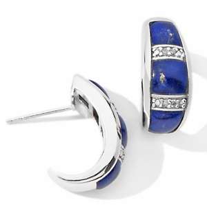 Blue Lapis and Diamond Accented Sterling Silver Earrings 