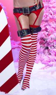 Adult Sexy Santa Claus Striped Thigh Highs   Sexy Christmas Costume 