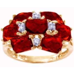 14K Yellow Gold Octagon Gemstone Cluster Ring Garnet/Briolette, size6