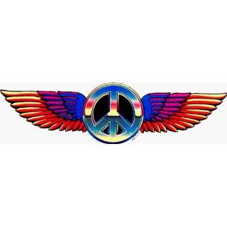  Large Multi Colored Peace Sign with Wings   Sticker 