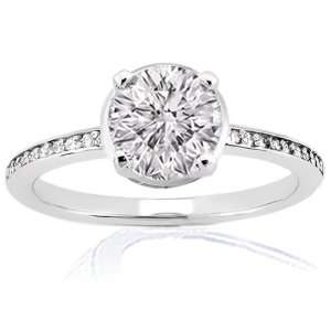  Cut Petite Diamond Engagement Ring Pave Set 14K WHITE GOLD SI1 G GIA 