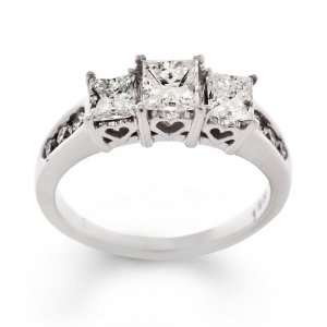 14K White Gold Diamond Past, Present and Future Anniversary Ring (1.25 
