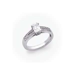  14k White Gold Emerald Cut Moissanite Diamond Ring Sz 6 