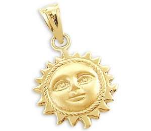    14k Yellow Gold Sun Face Pendant Charm New Detailed Jewelry