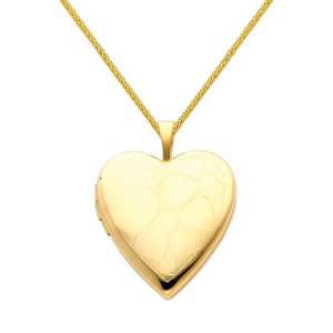  14K Yellow Gold Engraved Heart Locket Pendant (0.8 Inches 