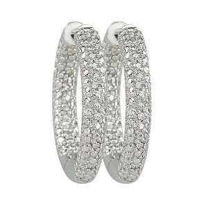    14K White Gold 0.08 ct. Diamond Huggie Earrings Katarina Jewelry