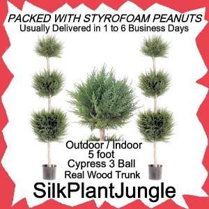 Artifical Outdoor Indoor 5 foot Cypress 3 Ball Topiary Tree Plants 