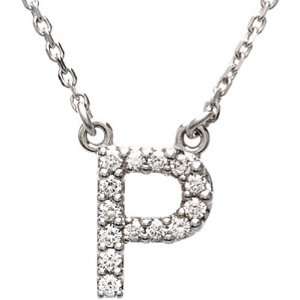  14K White Gold Diamond Initial Necklace P Jewelry