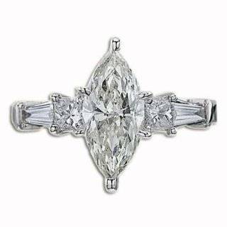  2 Ct Marquise Shaped 3 Stone Diamond Engagement Ring SI 