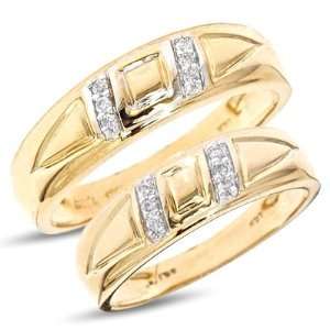  Cut Diamond Ladies and Mens Wedding Set 10K Yellow GoldTwo Rings 