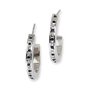   Diamond Sapphire Round Post Hoop Earrings in Sterling Silver Jewelry
