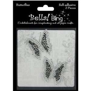  Bling Self Adhesive Rhinestone Butterflies 2/Pkg Black 