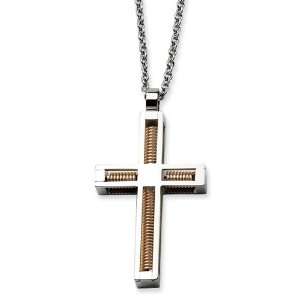   Rose Gold Plated Cross Pendant 22in Necklace Vishal Jewelry Jewelry