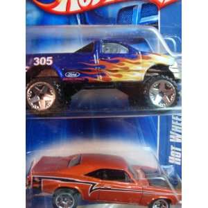 Hot Wheels Ford F 150 4x4 With Flames   69 Dodge Charger Open Hood 5 