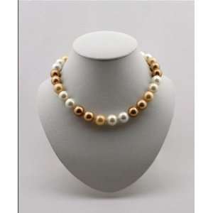  Pearl Strand Necklace 14 mm with White and Peach Seashell 
